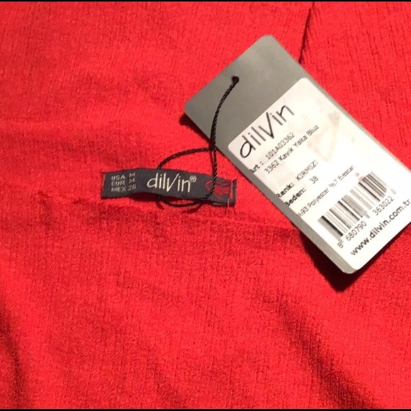 Dilvin raw edge stretchy blouse red M - Picture 4 of 5